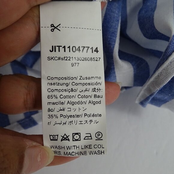 Shein Curve Blue White Stripe Blouse Women OXL 12 With Back Twist Detail - Picture 5 of 7